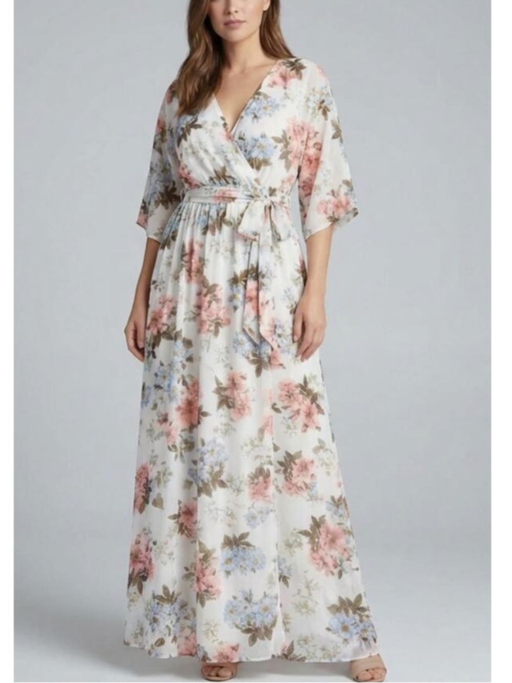 Baltic Born Kia White Floral Kimono Maxi Dress Size XXL NWOT